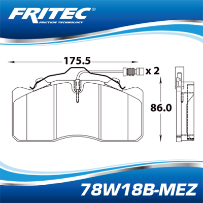 Колодки тормозные (керамические) с датчиком MAN L 2000 (7 5T ) 96>/RVI Midlum 00>/DAF LF 45 / Газон NEXT / IVECO EuroCargo 120 